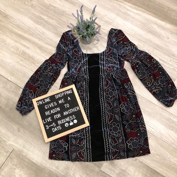 Free People Oh-So Easy Velvet  Babydoll Dress XS - Picture 2 of 8